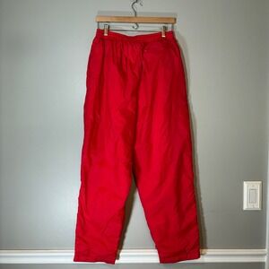 Vintage Touche Red Nylon Track Pants Jersey Lined Windbreaker Men Large